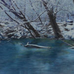 Greg Mort, Snowy Riverbank, 2024, Pastel on Paper, 12 ½ x 16 ½ inches