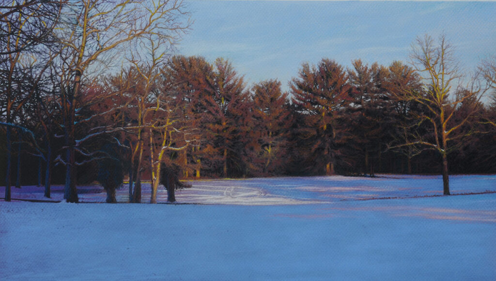 Greg Mort, Warm Winter Light, 2024, Pastel on Paper, 10 x 17 inches - SOLD -