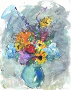 Mary Page Evans, Summer Bouquet, 2024, Oil and charcoal on paper, 25 1/2 x 20 inches