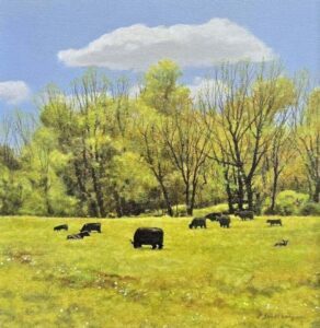 Peter Sculthorpe, Spring Off Applegrove Rd, 2024, Oil on panel, 8 x 8 inches