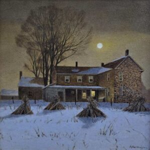 Peter Sculthorpe, Winter's Arrival, 2024, Oil on panel, 8 x 8 inches - SOLD -