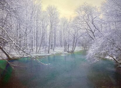 Greg Mort, Quiet Stream, 2024, Pastel on Rag Paper, 11 ¼ x 15 ⅛ inches