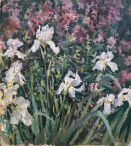 Michael Doyle, White Iris, 2024, Oil on canvas, 18 x 20 inches