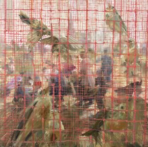 Sarah McRae Morton, Mismeasure of the Bunting, 2024, Oil on wood, 16 x 16 inches - SOLD -