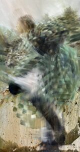 Sarah McRae Morton, Picnic, Brushfire, 2024, Oil on linen, 44 x 24 inches - SOLD -