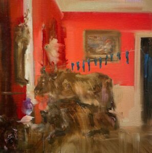 Sarah McRae Morton, Quarters for Rosa Bonheur's Laundry, 2024, Oil on panel, 16 x 16 inches - SOLD -