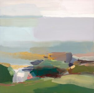 Christine Lafuente, Fog by the Meadow, 2024, Oil on linen, 16 x 16 inches