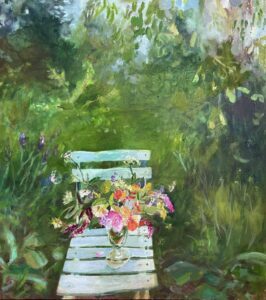 SOLD - Elizabeth Endres, Just Picked Flowers, 2025, Oil on canvas, 38 x 34 inches