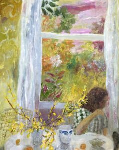 SOLD - Elizabeth Endres, Pink Sky Pondering, 2025, Oil on canvas, 40 x 32 inches