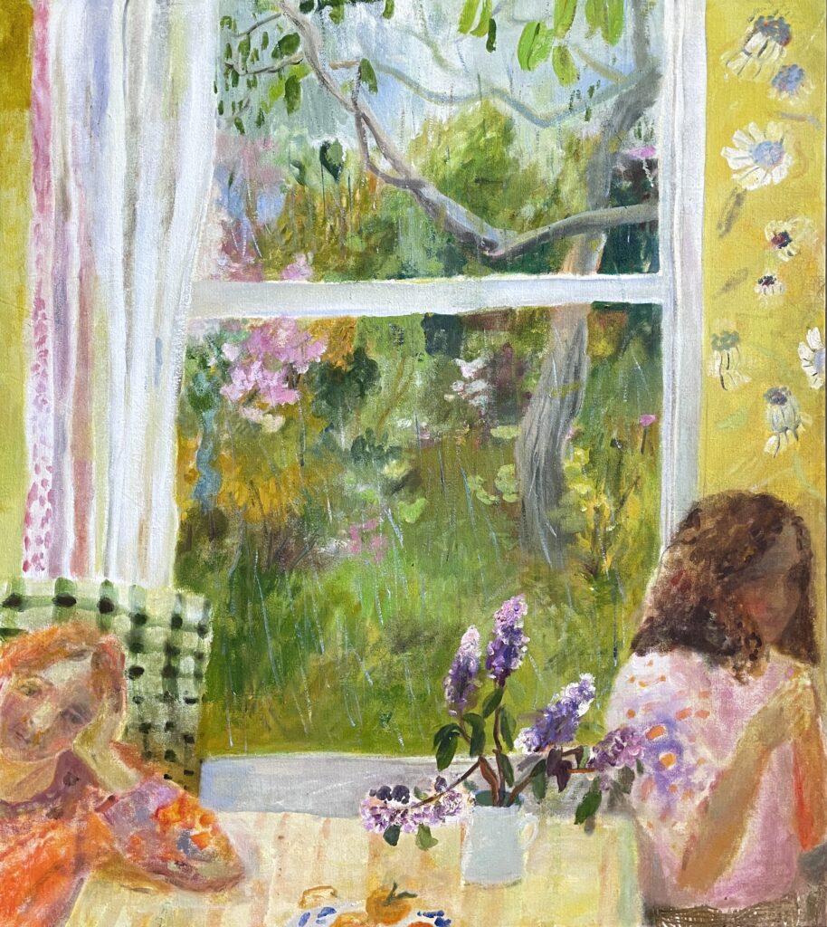 Elizabeth Endres, Lilacs Yellow Room, 2025, Oil on canvas, 36 x 32 inches