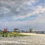 Giovanni Casadei, Boardwalk From a Distance, 2024, Oil on panel, 10 ½ x 14 inches