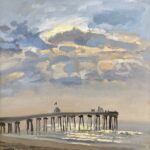 Giovanni Casadei, Sunrise at the Fishing Pier, 2024, Oil on panel, 12 ¾ x 12 inches