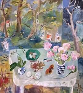 SOLD - Elizabeth Endres, Shells and Eggs, 2025, Oil on canvas, 40 x 36 inches