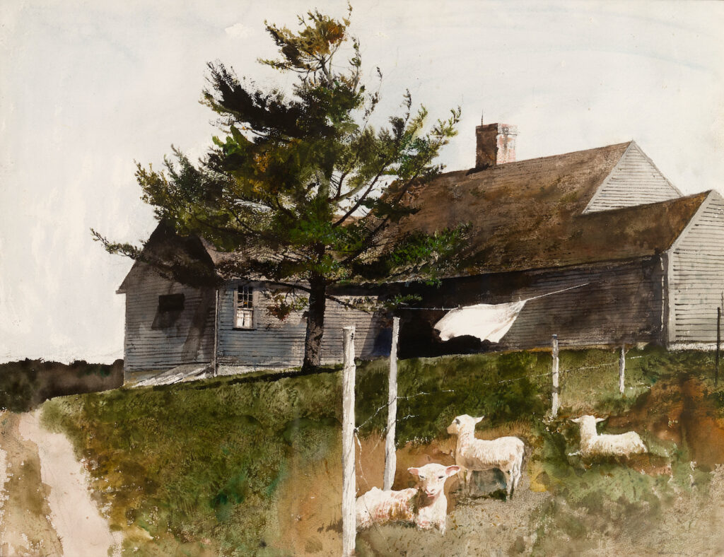 Andrew Wyeth (1917-2009), Spring Lambs, 1977, Watercolor on paper, 21 1/2 x 29 7/8 inches