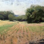 Jon Redmond, Corn Shoots, 2025, Oil on board, 10 x 10 inches