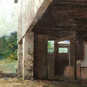 - SOLD - Jon Redmond, Empty Barn, 2025, Oil on board, 10 x 10 inches