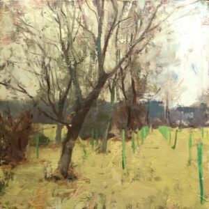 Jon Redmond, End of Meadow, 2025, Oil on board, 10 x 10 inches