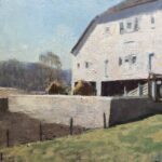 Jon Redmond, Hay in Barnyard, 2025, Oil on board, 10 x 10 inches