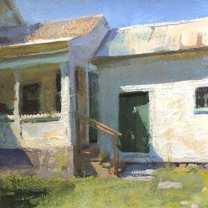 - SOLD - Jon Redmond, Shed Door, 2025, Gouache on paper, 8 x 8 inches