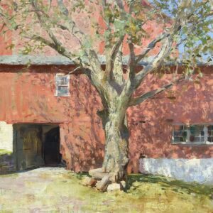 Jon Redmond, Side of a Barn, 2025, Oil on board, 17 ½ x 17 ½ inches