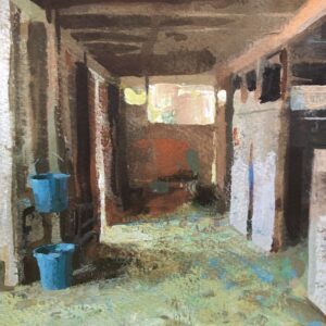 - SOLD - Jon Redmond, Buckets, 2025, Gouache on paper, 8 x 8 inches