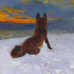 Jamie Wyeth, Snow Fox, 2013, Oil and gesso on composite board, 34 ¼ x 19 ⅞ inches