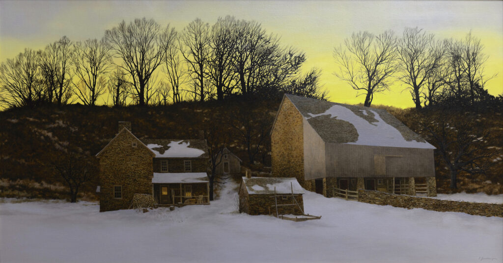 - SOLD - Peter Sculthorpe, Dawn in January, 2025, Oil on linen, 31 ½ x 59 ½ inches