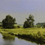 Peter Sculthorpe, Meadows of the Buck Run, 2025, Oil on panel, 8 x 16 inches
