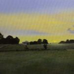 Peter Sculthorpe, Summer Morning Farm on the Way to Chadds Ford, 2025, Oil on panel, 9 x 12 inches