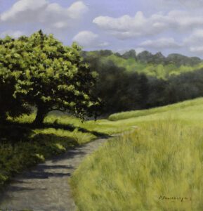 Peter Sculthorpe, Yorklyn Trail, 2025, Oil on panel, 8 x 8 inches