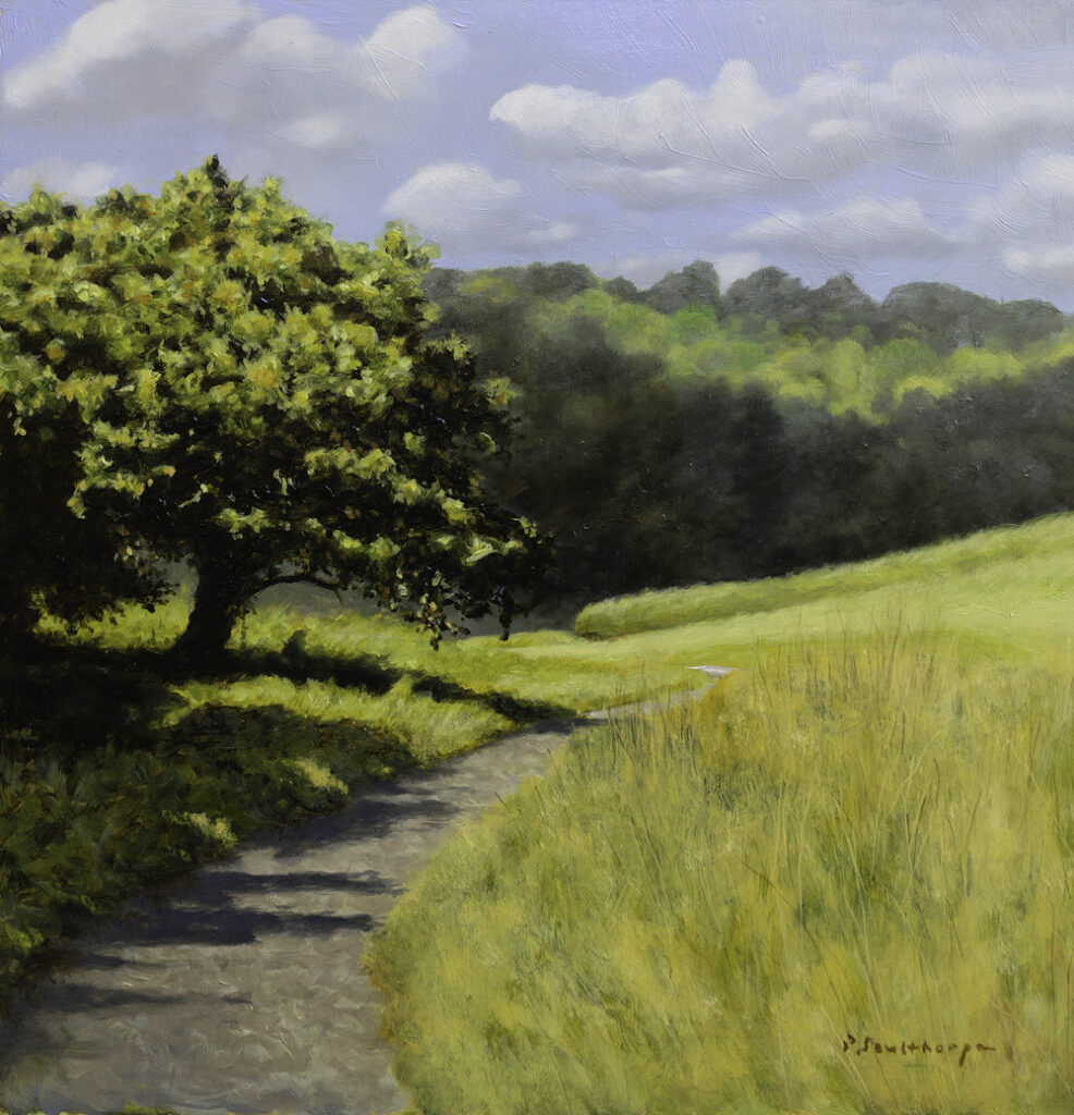 Peter Sculthorpe, Yorklyn Trail, 2025, Oil on panel, 8 x 8 inches