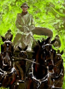 Jamie Wyeth, Preliminary Painting for Frolic, 2016, Acrylic and enamel on toned paper board, 16 ½ x 12 ¾ inches