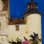 Jamie Wyeth, Lighthouse Rose, 1993, Mixed media on panel, 19 1/2 x 15 3/4 inches