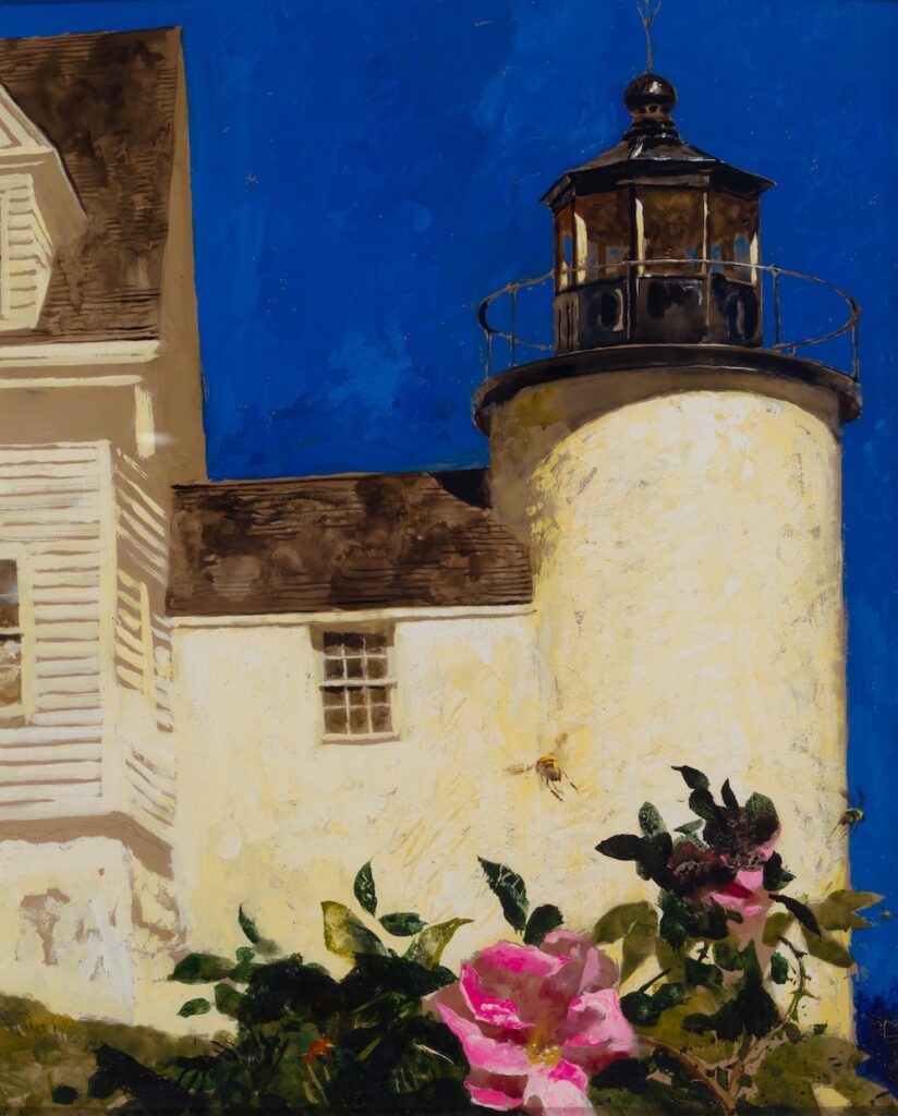 Jamie Wyeth, Lighthouse Rose, 1993, Mixed media on panel, 19 1/2 x 15 3/4 inches