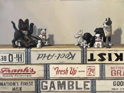 Robert C. Jackson, Cats and Dogs, Oil on linen, 30 x 40 inches