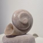 Charles Allmond, Conch Shell, White Alabaster Stone, 8 x 9 inches