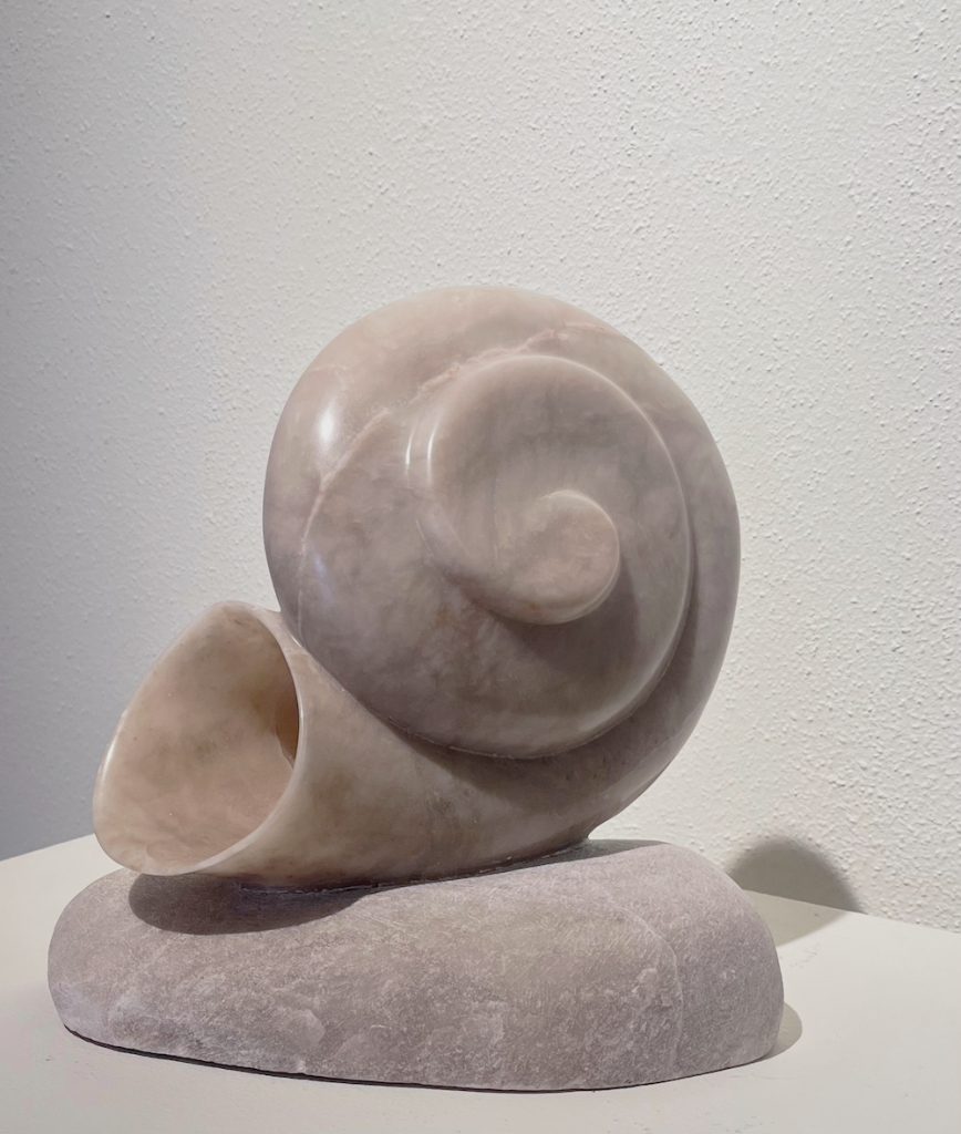 Charles Allmond, Conch Shell, White Alabaster Stone, 8 x 9 inches