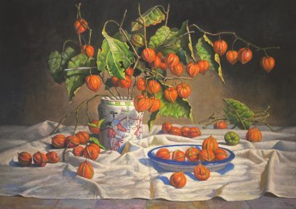 Stephen Tanis, Chinese Lanterns, 2025, Oil on linen, 24 x 34 inches
