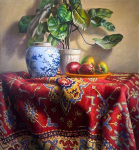 Stephen Tanis, Mangoes, 2025, Oil on canvas, 33 x 30 1/2 inches