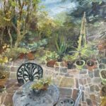 Elizabeth Endres, Stone Patio, 2026, Oil on canvas, 46 x 44 inches