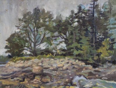 Michael Doyle, Conner Pointe, 2025, Oil on board, 8 x 6 ¼ inches