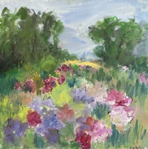 Mary Page Evans, Fleeting Peonies, 2026, Oil on canvas, 24 x 24 inches