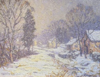Laurence A. Campbell (1939-2024), Canal at Lumberville in Winter, 1995, Oil on canvas, 16 x 20 inches