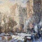 Laurence A. Campbell (1939-2024), Near the Ansonia Hotel, Broadway, Oil on canvas, 15 1/2 x 19 1/2 inches