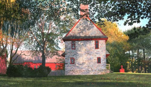 - SOLD - Timothy Barr, Brinton House 1704 Fall, 2026, Oil on panel, 14 x 24 inches