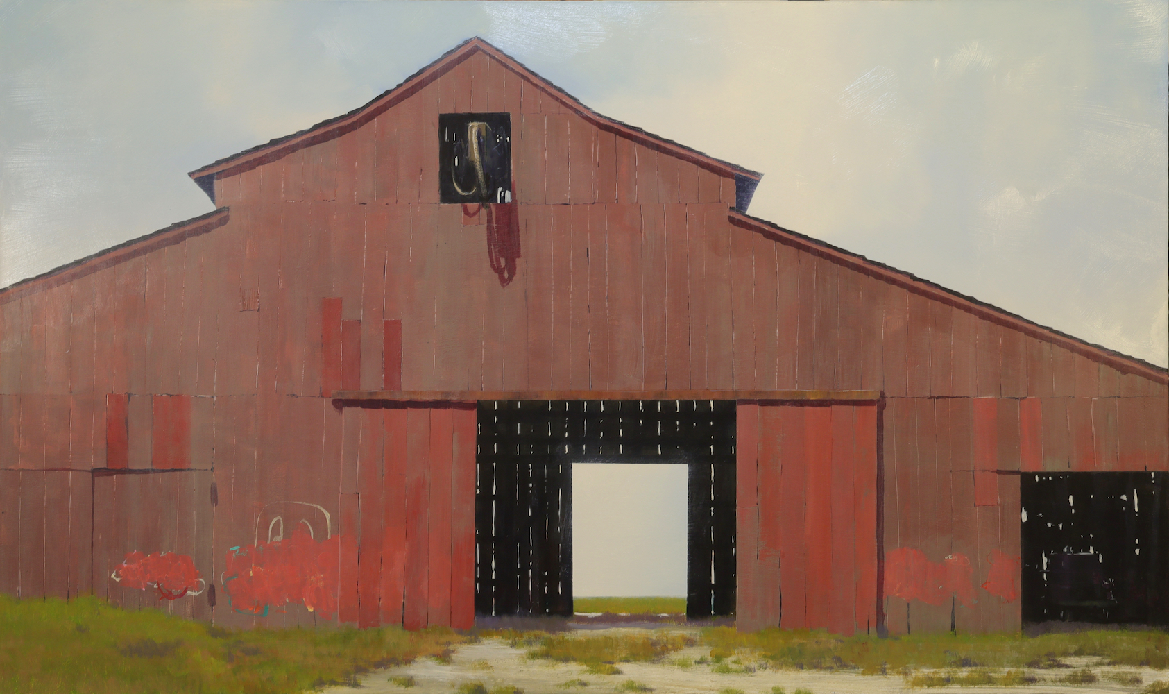 Francis DiFronzo, The Farewell, Oil over watercolor, gouache and acrylic on panel, 29 x 49 inches
