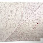 Cheryl Levin, Red Path with a Diagonal and Cut A Way, 2026, Ink on washi, 14 1/2 x 17 inches