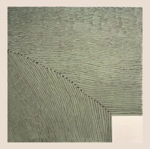 Cheryl Levin, Lines On An Olive Ground, 2026, Pastel on paper, 32 x 32 inches