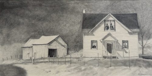 Peter Sculthorpe, Winter Road, Pencil on paper, 5 x 10 inches